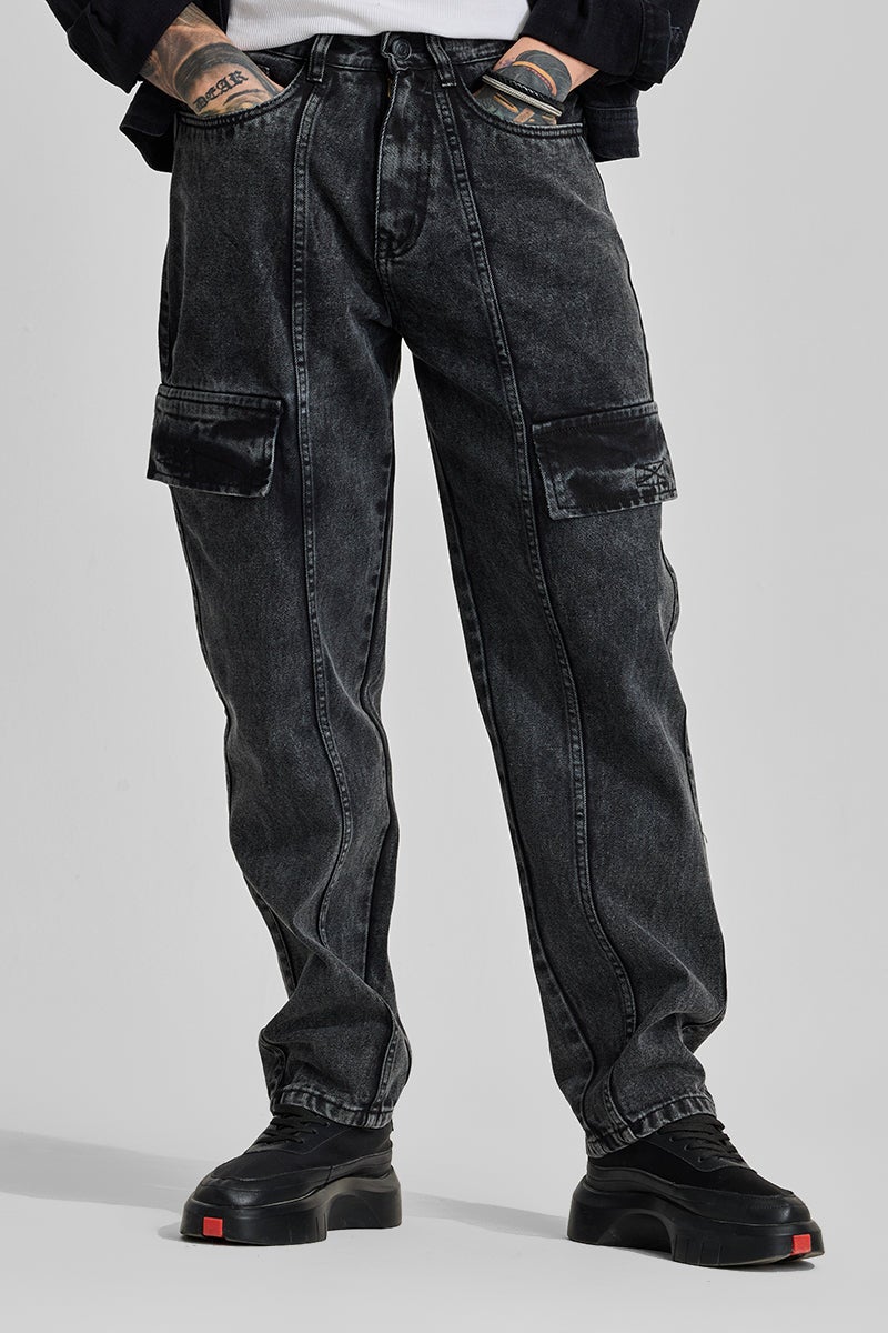 SNITCH Charcoal Grey Regular Fit Jeans - Image 4